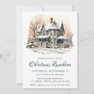 Invitation Scène de déjeuner de Noël enneigée en hiver à l'aq