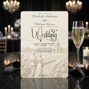 Invitation Scène de mariage romantique classique dans une égl