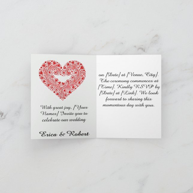 Invitation Scène de mariage silhouette papier romantique (Intérieur)
