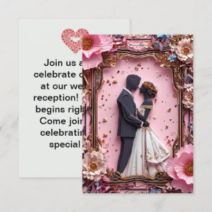 Invitation Scène de mariage silhouette papier romantique