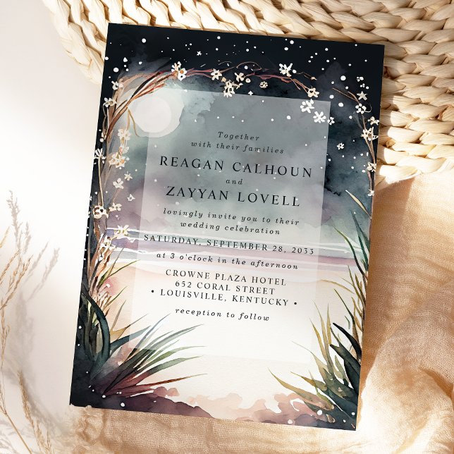 Invitation Scène de mariage sur une plage au clair de lune (Créateur téléchargé)