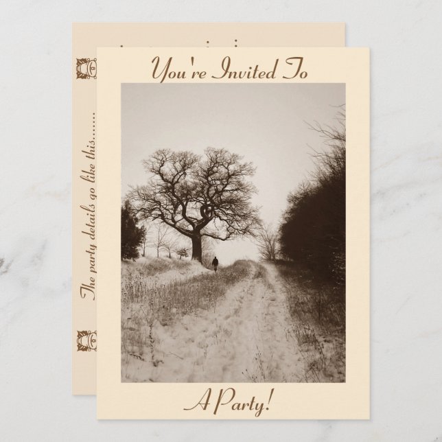 Invitation scène de neige hivernale photo originale (Devant / Derrière)
