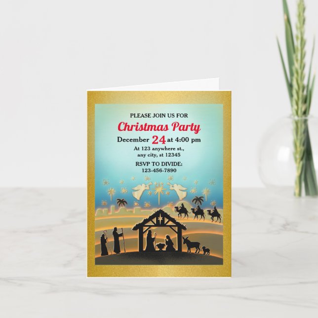 Invitation Scène de Noël avec l'Enfant Jésus dans la crèche (Devant)