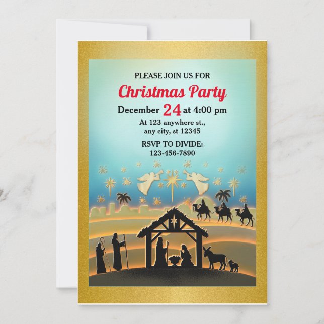 Invitation Scène de Noël avec l'Enfant Jésus dans la crèche (Devant)