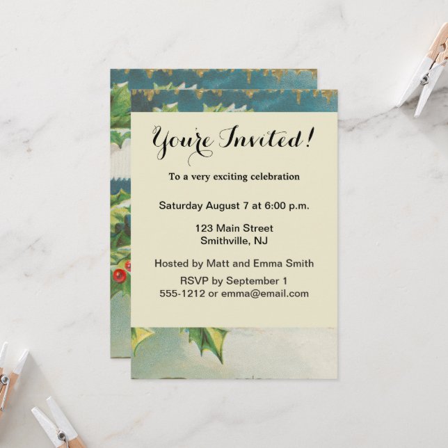 Invitation Scène de Noël Hiver de neige blanche (Devant/Arrière en situation)