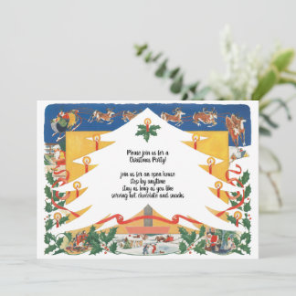 Invitation Scène de Noël vintage avec le Père Noël