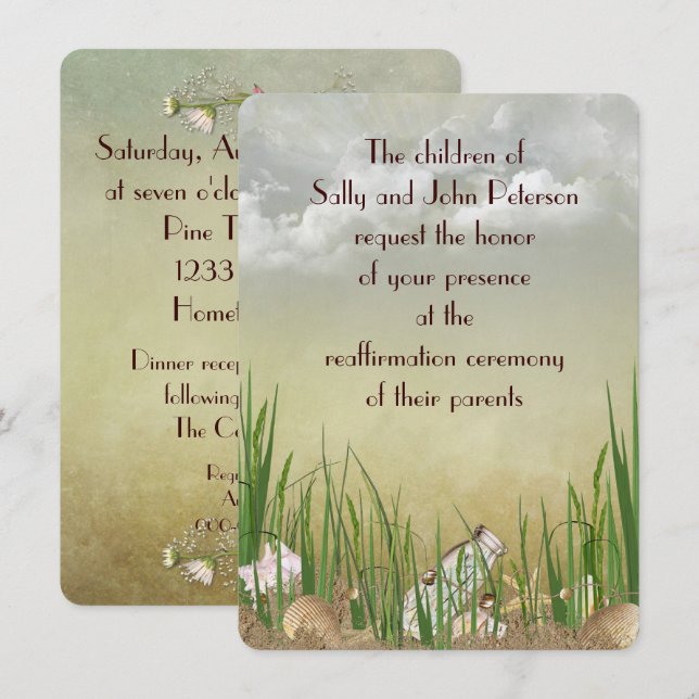 Invitation Scène de plage pour le renouvellement de Vow (Devant / Derrière)