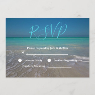 Invitation Scène de plage tropicale Réponse pour un mariage s