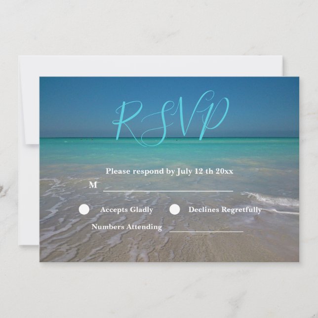 Invitation Scène de plage tropicale Sables blancs Mariage RSV (Devant)