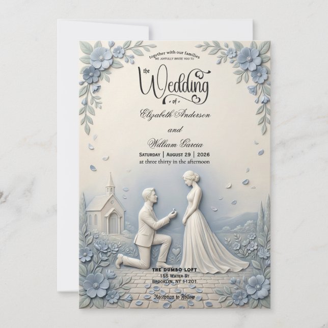 Invitation Scène de proposition romantique de mariage   (Devant)
