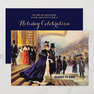 Invitation Scène d'hiver parisienne vintage Fête de Vacances