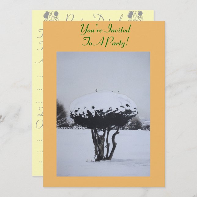 Invitation scène enneigée unique du paysage de Noël (Devant / Derrière)