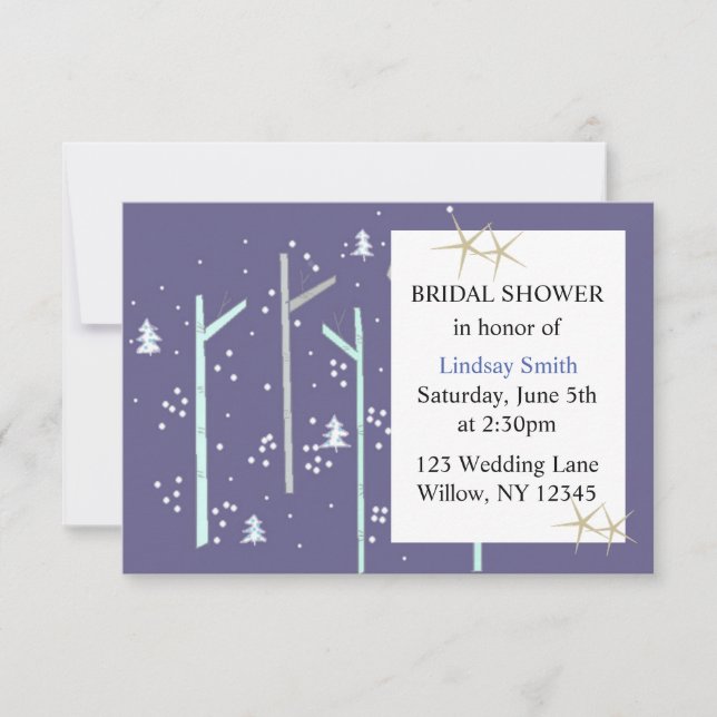 Invitation Scène hivernale de mariage avec des bouleaux (Devant)