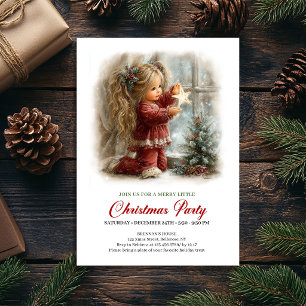 Invitation Scène hivernale douce Fille cosy Fête de Noël
