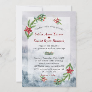 Invitation Scène hivernale Pin Baie Boule de Noël Mariage