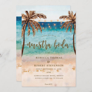 Invitation scène tropicale de plage nuestra boda