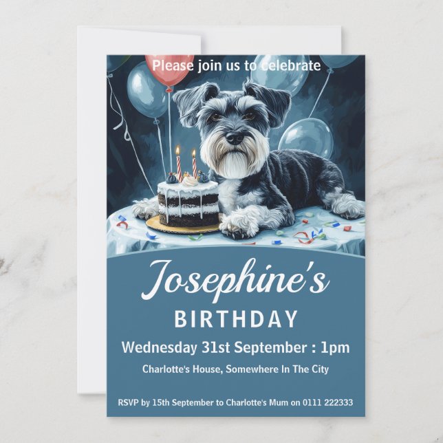 Invitation Schnauzer fête d'anniversaire (Devant)