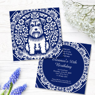 Invitation Schnauzer ou Norfolk Terrier Charming Folk Art