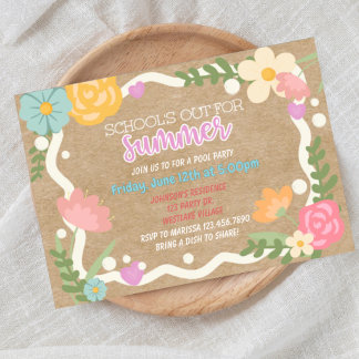 Invitation School's out, Summer party, Class party, 