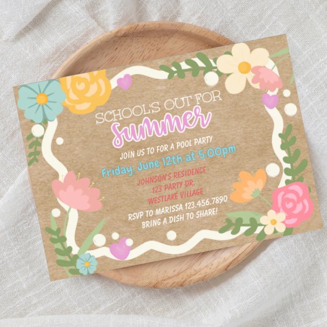 Invitation School's out, Summer party, Class party,  (Créateur téléchargé)