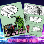 Invitation Sci Fi pour adultes Science Fiction Alien bande de<br><div class="desc">Pourquoi ne pas avoir une fête d'anniversaire thématique pour Science Fiction. Si vous croyez aux Aliens et que vous souhaitez être enlevé par un OVNI,  ces invitations vous plairont. Loving Sci Fi n'a pas de limite d'âge,  alors amusez-vous et faites une roquette dans l'espace à votre anniversaire.</div>