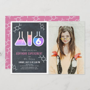 Invitation Science Experiment Chalkboard Girl Photo Anniversa