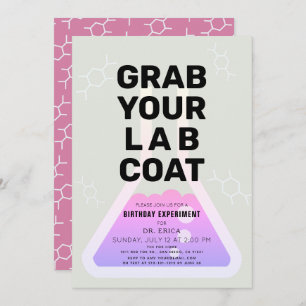 Invitation Science Experiment Flask Neon Rose Girl Anniversai