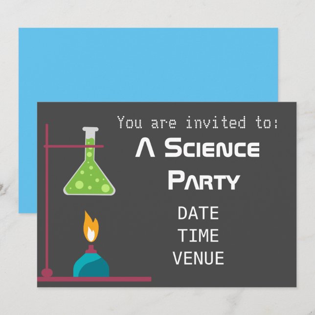 Invitation Science partie chimie expériences Parti (Devant / Derrière)
