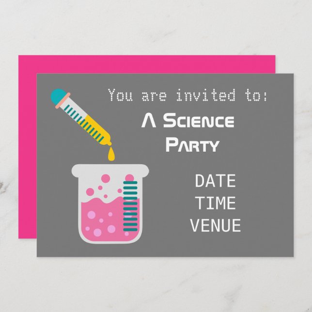 Invitation Science partie chimie expériences Parti (Devant / Derrière)