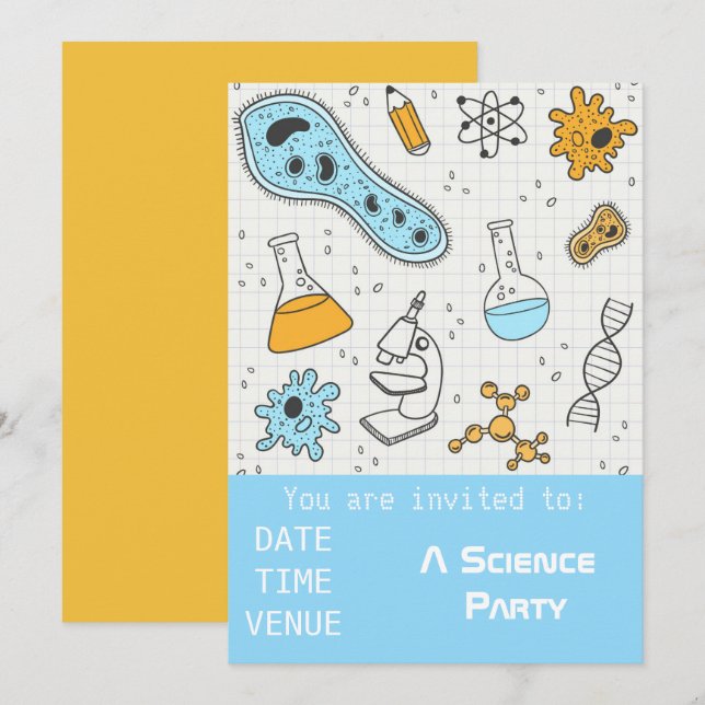 Invitation Science partie chimie expériences Party Invitati (Devant / Derrière)