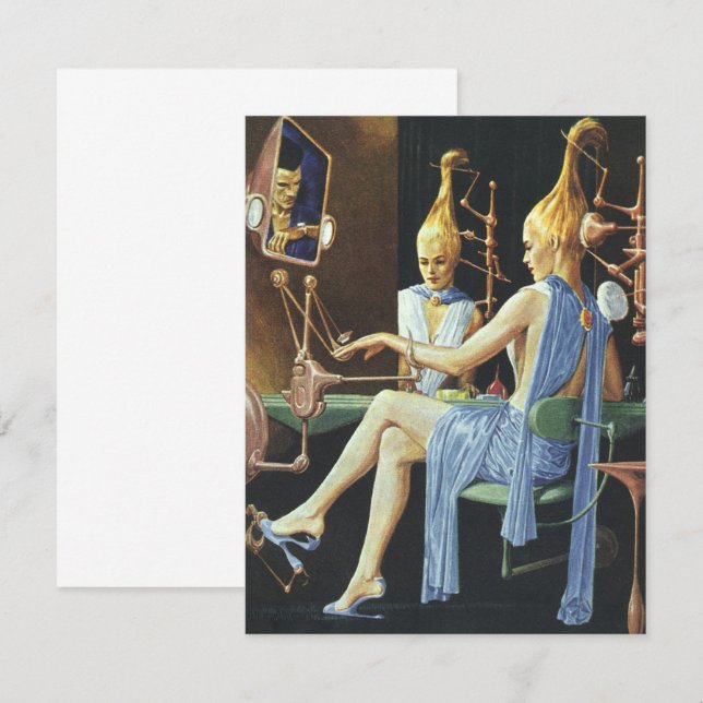 Invitation Science vintage Fiction Beauté Salon Manucures (Devant / Derrière)