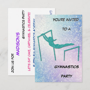 Invitation scintillante pour une fête de gymnastiq