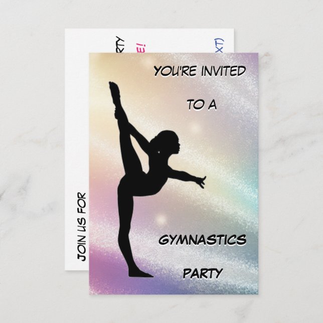 Invitation scintillante pour une fête de gymnastiq (Devant / Derrière)