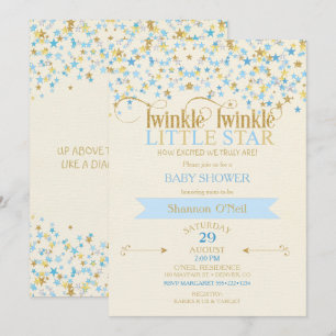 Invitation Scintille Petite Étoile Or & Or Bleu Bébé