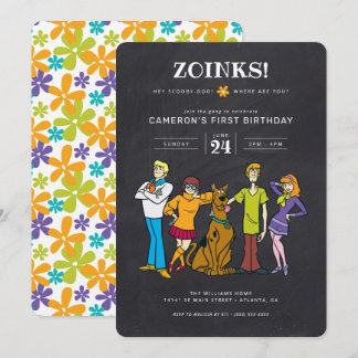 Invitation Scooby-Doo et Gang Super Chalkboard anniversaire