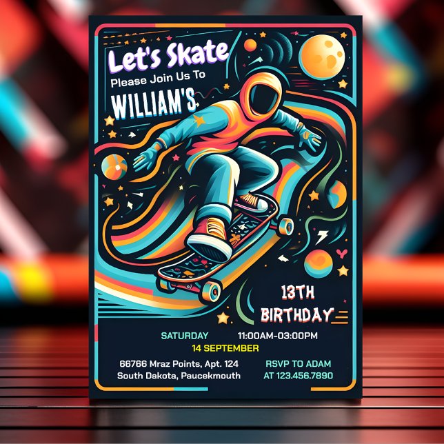 Invitation Scooter Jump Zone Skateboard 13e anniversaire (Créateur téléchargé)