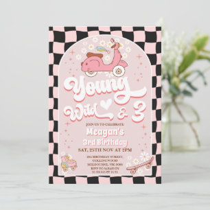 Invitation Scooter Pink Young Wild et trois 3e anniversaire