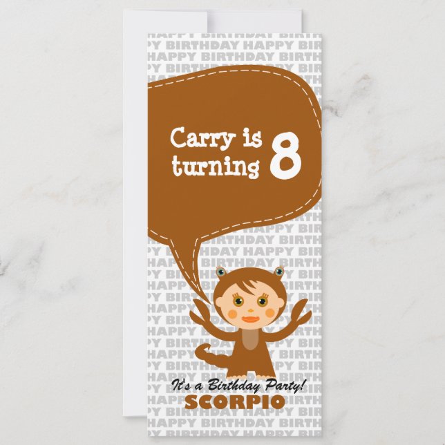 Invitation Scorpio fête d'anniversaire (Devant)