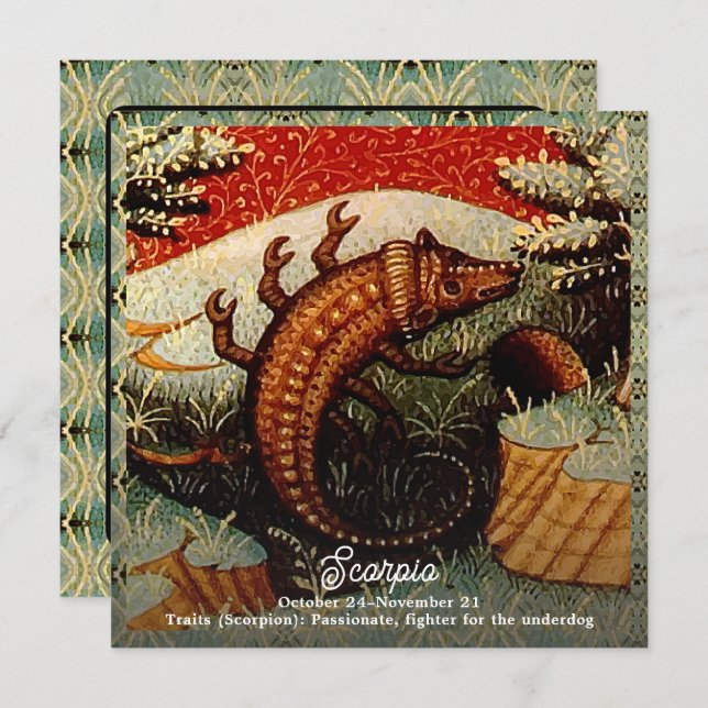 Invitation Scorpio Scorpion signe Zodiac Anniversaire (Devant / Derrière)