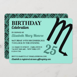 Invitation Scorpio, Scorpion, Signe Zodiaque, Anniversaire