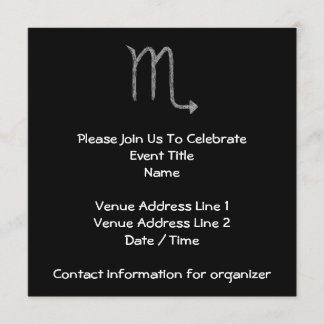 Invitation Scorpio. Signe d'astrologie zodiaque.Noir.