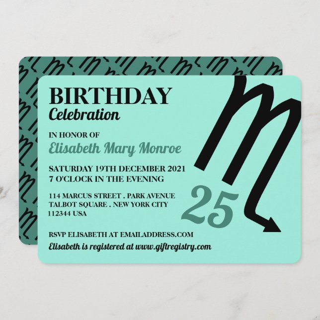 Invitation Scorpion, Scorpion, Signe d'étoile zodiaque, Anniv (Devant / Derrière)