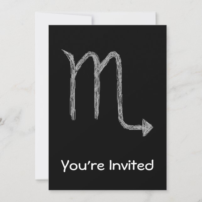 Invitation Scorpion. Signe d'astrologie de zodiaque. Noir (Devant)