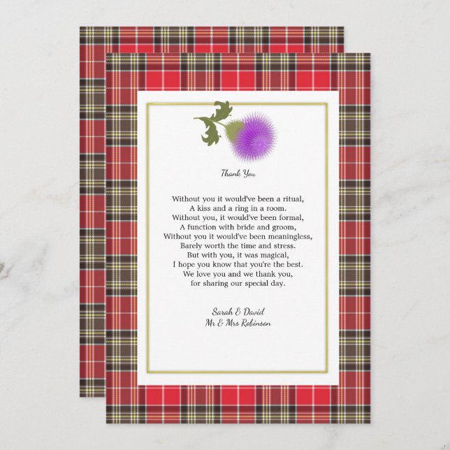 Invitation Scotch Clan Tartan Mariage Poème Merci Photo (Devant / Derrière)