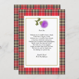 Invitation Scotch Clan Tartan Mariage Poème Merci Photo