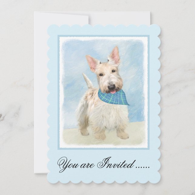 Invitation Scottish Terrier Wheaten Dog Painting Art original (Devant)