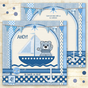 Invitation Scrapbook Bateau à voile Nautique Anniversaire