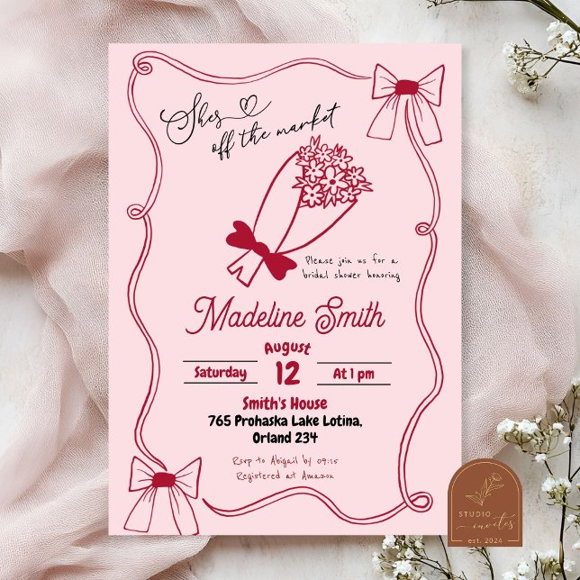 Invitation Scribble Bow Fresh Off The Market Baby Shower Brid (Créateur téléchargé)