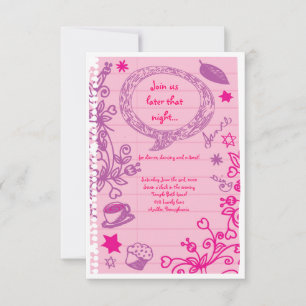 Invitation SCRIBLES sur NOTEPAPER Bat Bat mitzvah Party Card