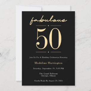 Invitation Script 50 & Fabuleux Anniversaire Noir Or